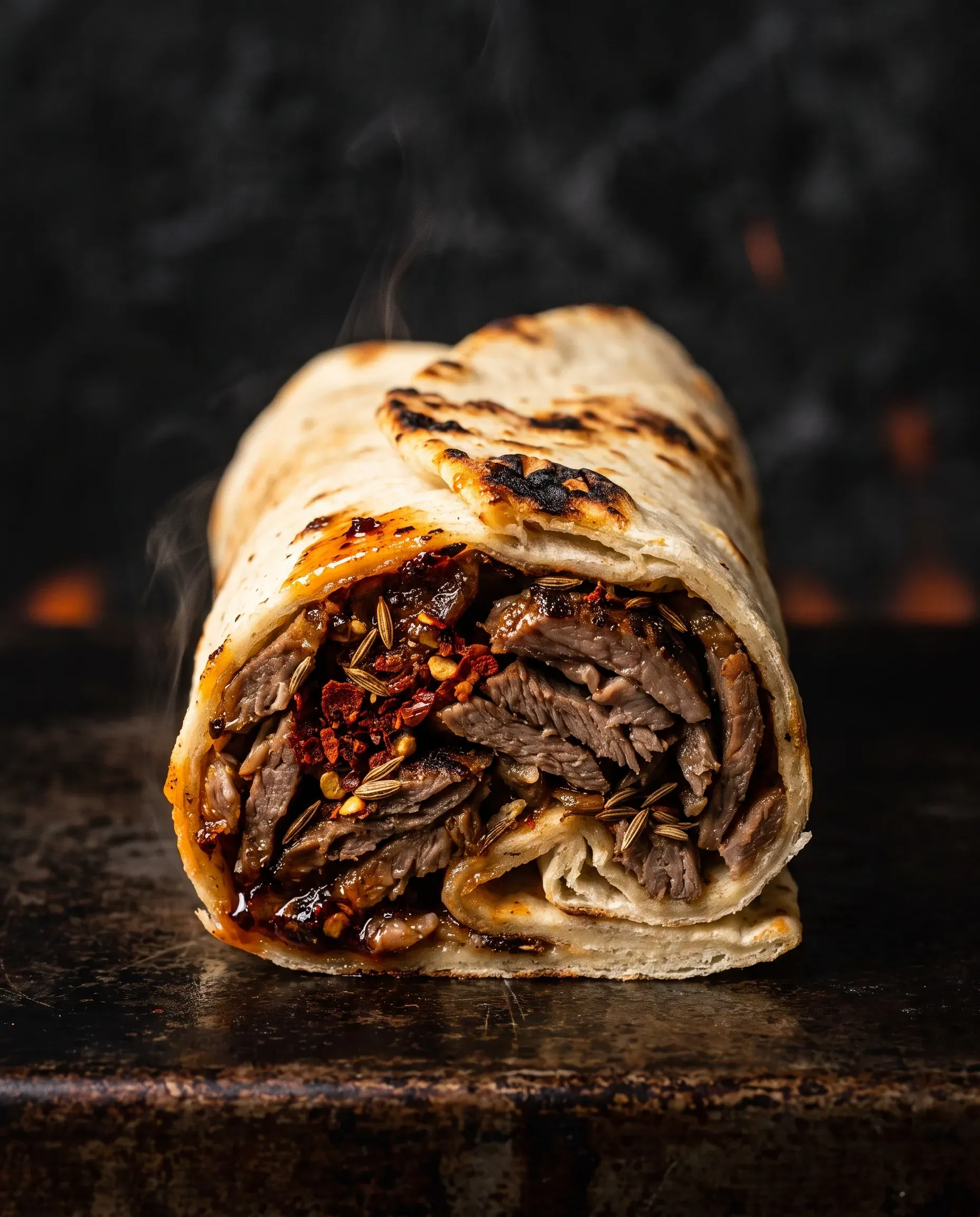 Chili-Cumin Lamb — shawarma in close cross-section