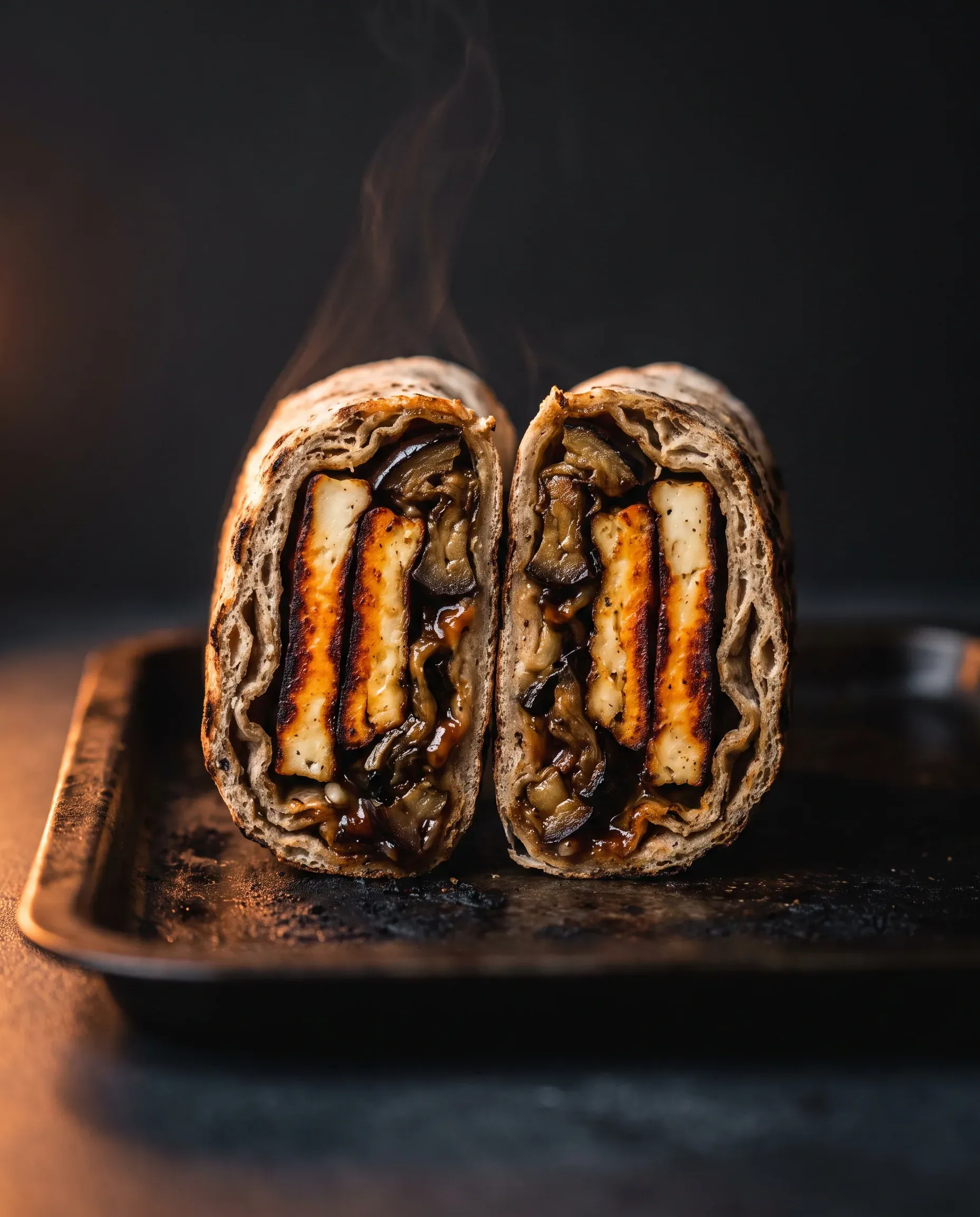 Halloumi & Aubergine — shawarma in close cross-section